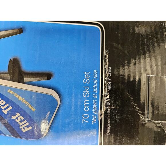 Lucky Bums Toddler Kids Beginner Plastic Snow Skis Adjustable Bindings Blue 70cm - Picture 3 of 9